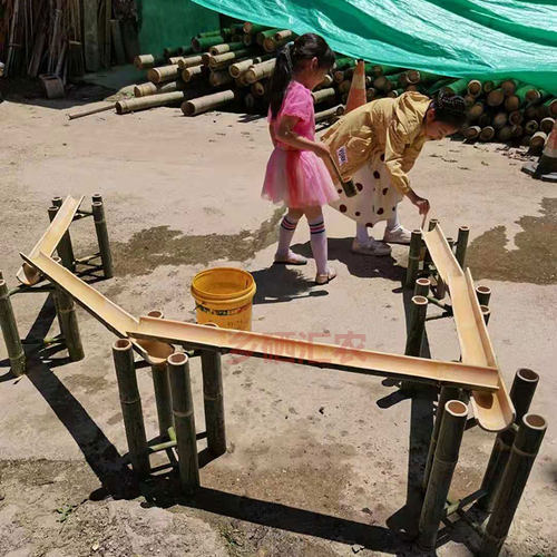 小孩子户外玩水玩具竹制戏水玩具竹水渠引流戏水竹筒安吉游戏 - 图0