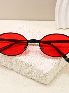 Y2K金属椭圆框太阳眼镜