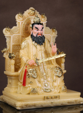 汉白玉张天师神像黄玉彩绘张道陵祖师龙虎山家用供奉正一祖师爷像