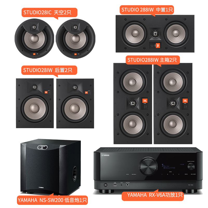 JBL studio2 88iw/8ic嵌入式喇叭吸顶音箱家庭影院5.1套装7.1组合 - 图1