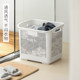 Lazy corners and narrow slits to store movable dirty clothes basket