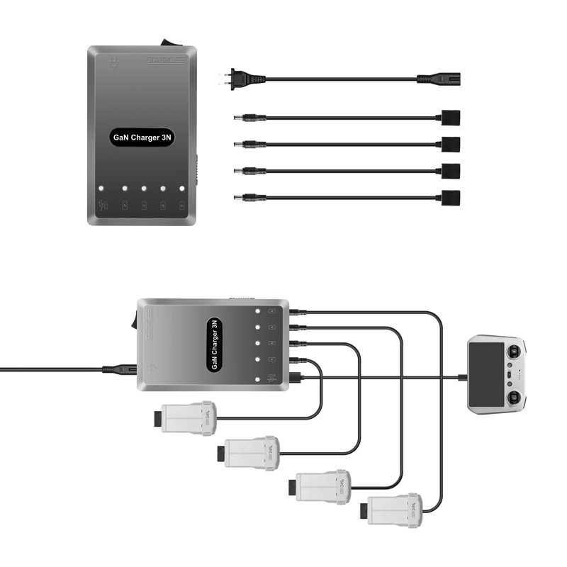 适用于DJI大疆Mini 3/3 PRO氮化镓120W恒压智能电池充电器一拖四-图3