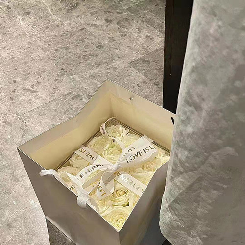 透明亚克力鲜永生花盒节日生日礼盒可装水鲜花盒收纳送礼二合一 - 图0