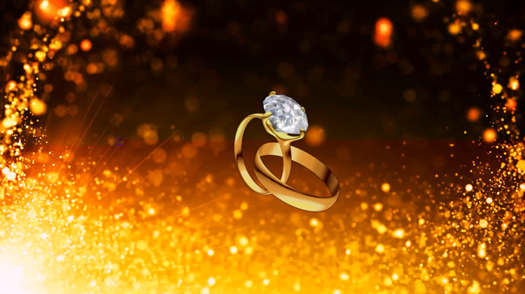 Beautiful romantic dreamy particle light effect diamond ring wedding ring ring wedding wedding led background video material