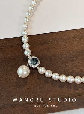 WANGRU往如纯银珍珠托帕石项链