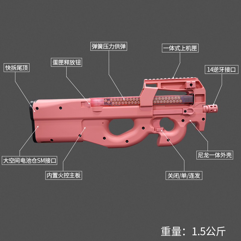 兵峰锋p90四代4.0火控电动连发成人玩具冲锋枪下场对战wargame粉 - 图0