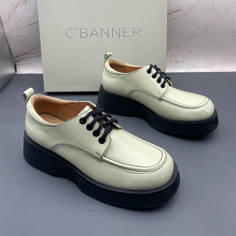 C.BANNER千百度撤柜牛皮断码女鞋系带平底防滑圆头气质真皮单鞋,淘宝优惠券,粉丝福利购,淘宝优惠卷