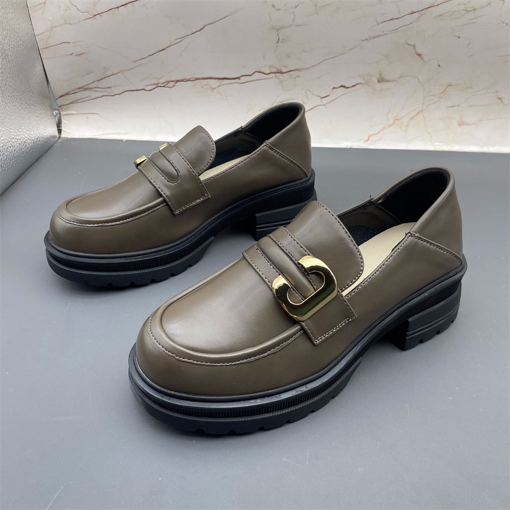 真皮英伦风小皮鞋女 新款圆头一脚蹬优雅时尚百搭厚底软底乐福鞋,淘宝优惠券,粉丝福利购,淘宝优惠卷