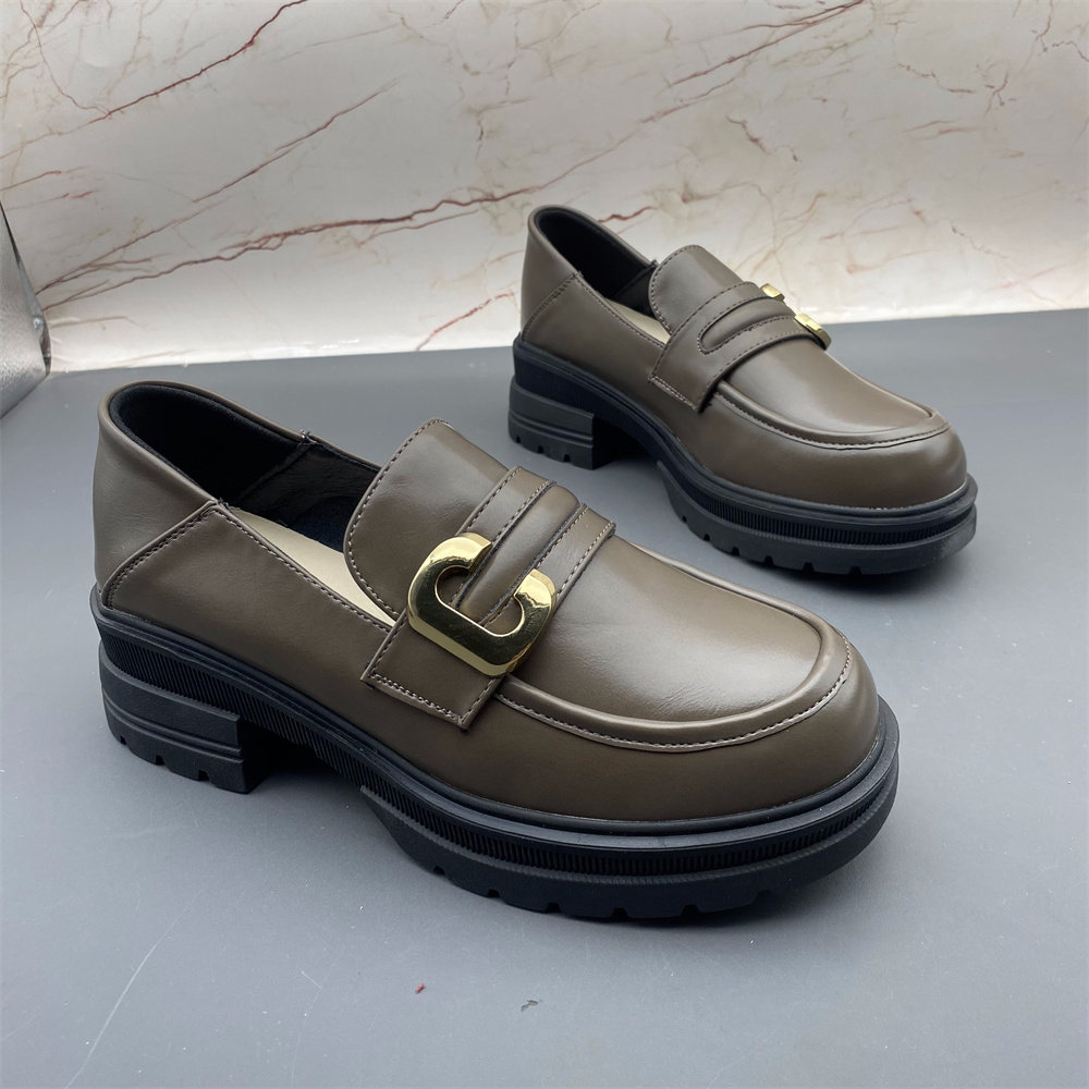 真皮英伦风小皮鞋女 新款圆头一脚蹬优雅时尚百搭厚底软底乐福鞋,淘宝优惠券,粉丝福利购,淘宝优惠卷