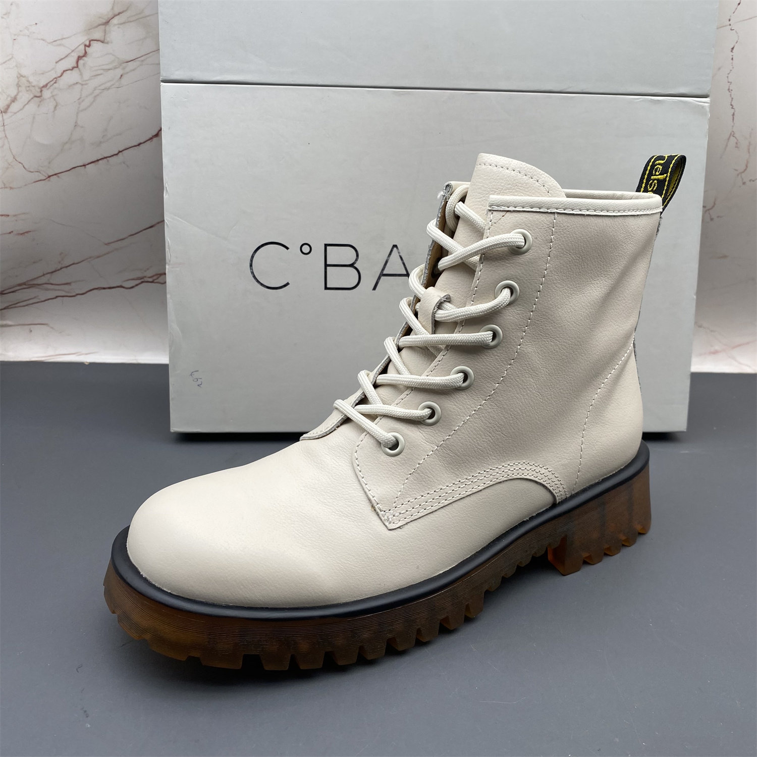 39码C.BANNER千百度撤柜断码牛皮女鞋真皮系带平底防滑圆头马丁靴,淘宝优惠券,粉丝福利购,淘宝优惠卷