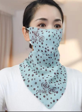 夏季防晒白波点三角丝巾女款