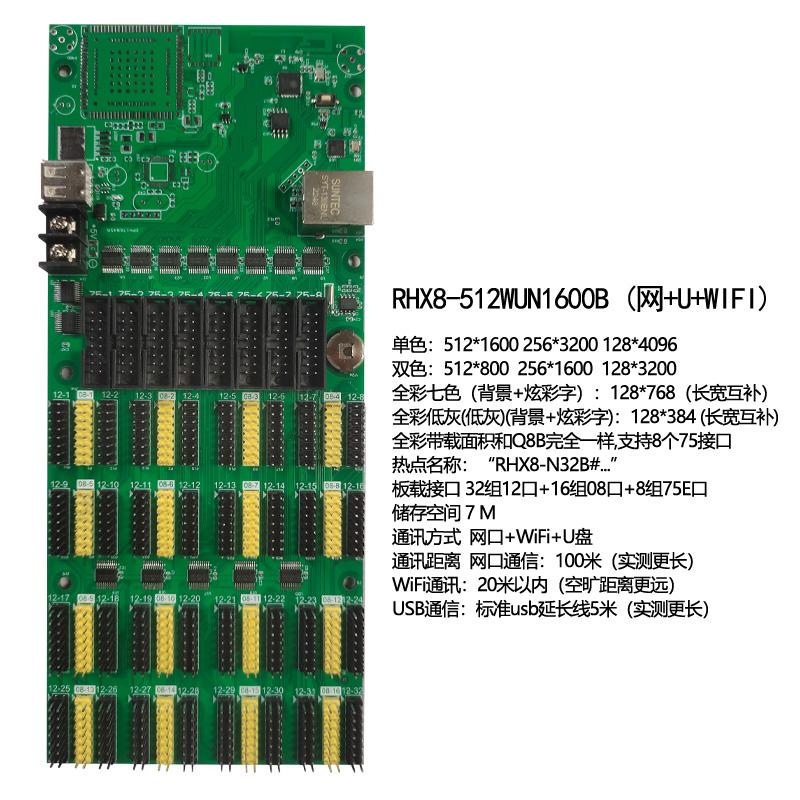 RHX8-512WUN1600B瑞合信LED控制卡手机网口无线单元板电子屏-图2