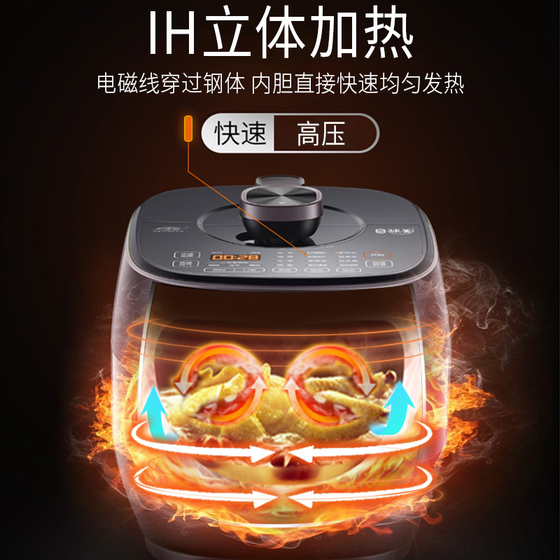 苏泊尔天居专卖店苏泊尔IH球釜不锈钢多功能智能双胆电高压力锅家用5L新1