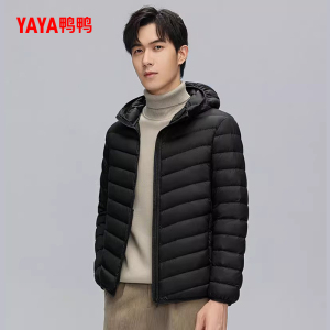 鸭鸭官旗！连帽轻薄排骨男士羽绒服