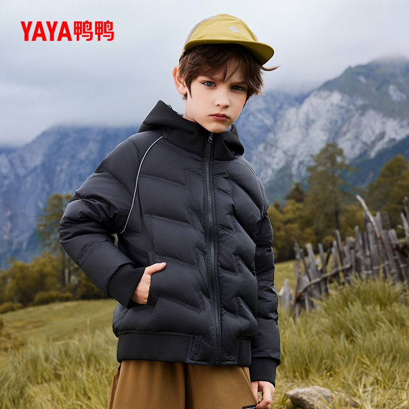 鸭鸭童装羽绒服男女童2024冬季新品中大童短款儿童连帽保暖外套
