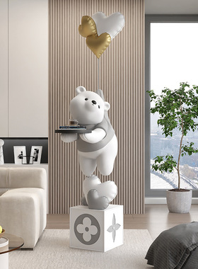 大型熊客厅落地摆件沙发电视柜旁边几网红家居装饰品大气乔迁礼物