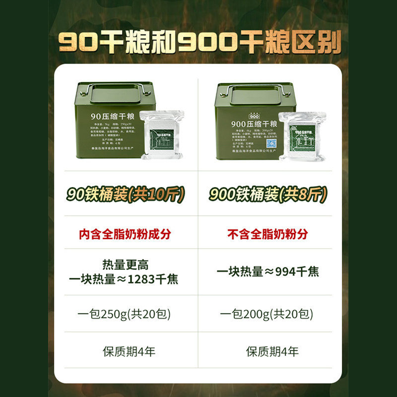 900压缩90干粮5kg超大桶代餐饼干 三夫食品压缩饼干