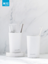 Tea Flower Brief Creative Mouthwash Cup Home Toothbrushing Cup With Couple Wash Containing Cup Nordic Dental Cylinder Suit Combination