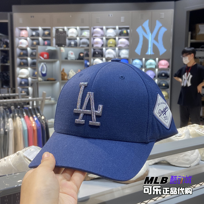 MLB棒球帽子韩国23正品洋基队NY男女可调节情侣LA硬顶鸭舌遮阳帽-图2