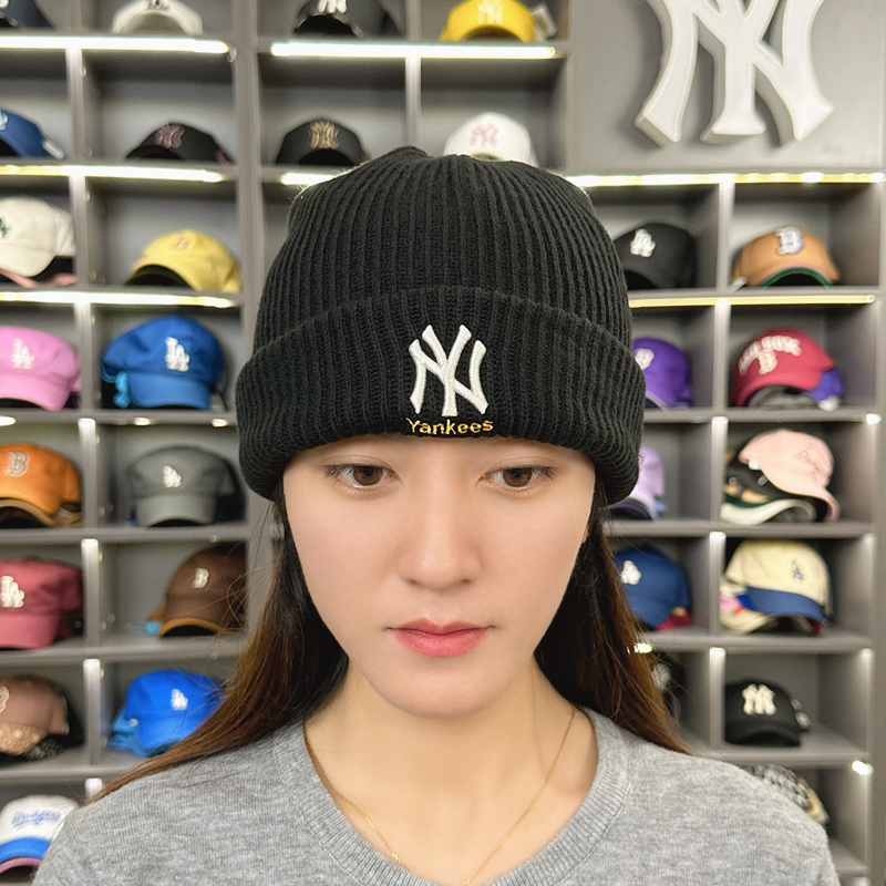 韩国MLB毛线帽24秋冬新款保暖冷帽护耳帽针织帽绒线帽子3ABNM1136 - 图2