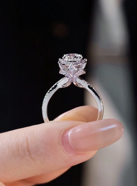 莫桑石女款纯银婚戒轻奢简约钻戒