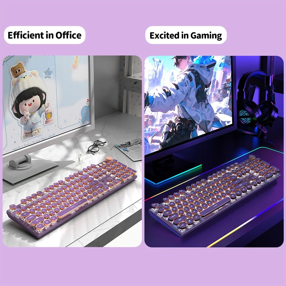 EWEADN V20 Punk Typewriter Mechanical Gaming Keyboard, 104 K - 图2