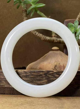 保真正品新疆和田玉籽料手镯54.5圈口腕间风情白皮油性出色