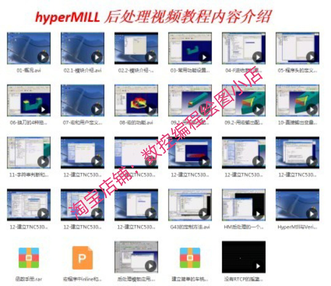 Hypermill后处理制作视频教程 赠送机床构造器 函数手册 测试图档
