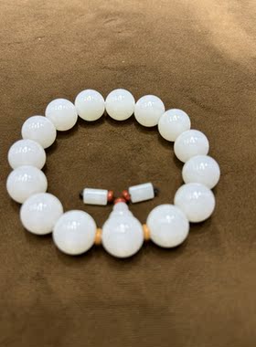 新疆和田玉羊脂玉手串传承精品老坑料油性足白细润一级过灯无暇