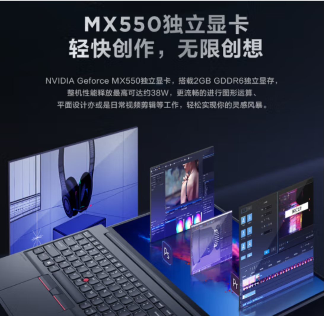 ThinkPad E 14/15/16酷睿13代23款锐龙R5/R7轻薄商务笔记本 MX550 - 图2