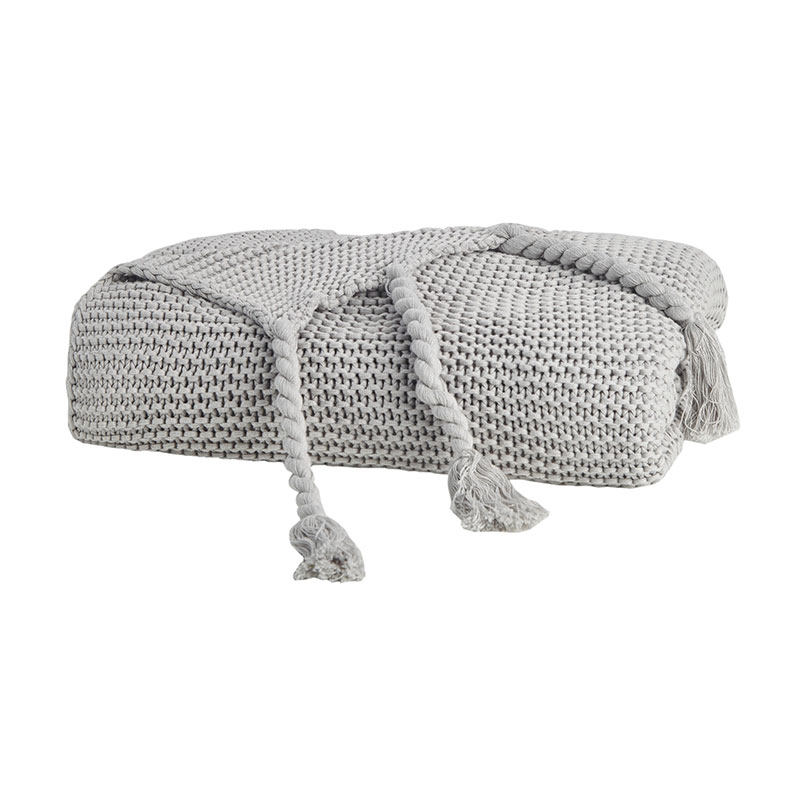 商场同款HarborHouse全棉编织素色披毯沙发盖毯流苏午睡薄毯礼物