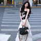AZure French retro rose vest suspender