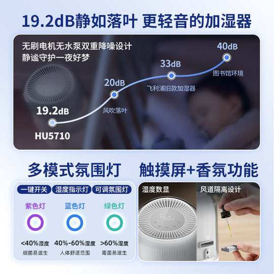 Maternity and baby certification Philips fog-free humidifier home bedroom silent pregnant women and babies aromatherapy all-in-one HU5710