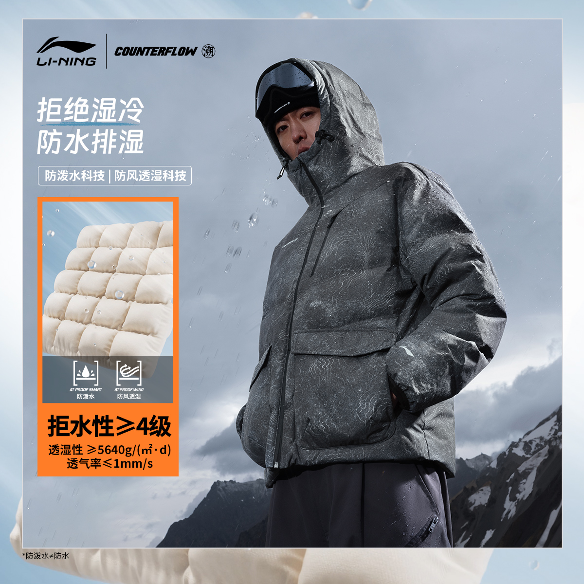 李宁CF溯短款短羽绒服男女士羽绒衣户外秋冬季加厚保暖运动羽绒服