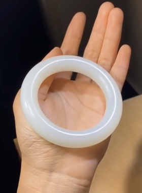 一朵时光收藏级保真新疆和田玉镯古典圆条羊脂玉手镯『流风回雪』