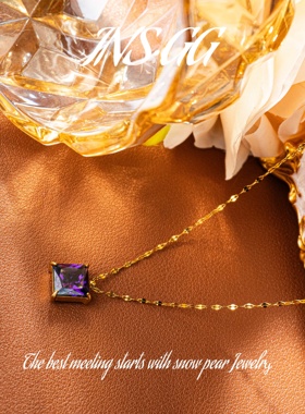 【INS · GG】原创设计2025新款高级感紫色钛钢仿水晶项链AX1427