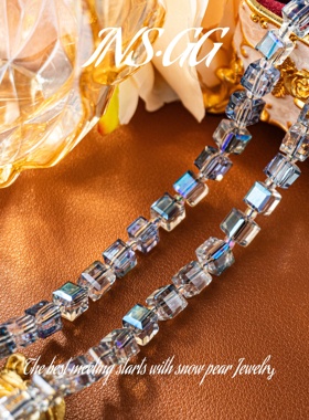 【INS·GG】2025新款个性方块颈链轻奢小众设计仿水晶项链AX1215