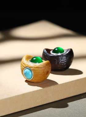 檀香木雕刻小元宝配件手工diy