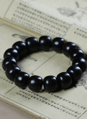 紫光檀黑檀老型珠桶珠手串异形木质佛珠男女款手链文玩饰品