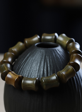 绿檀节节高升竹节佛珠文玩手串