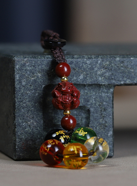 朱砂本命年属相马五路财神挂件