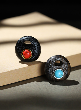 沉香木无相镶嵌钱袋diy配件