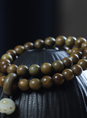 阿根廷绿檀双圈猫爪配饰佛珠手串