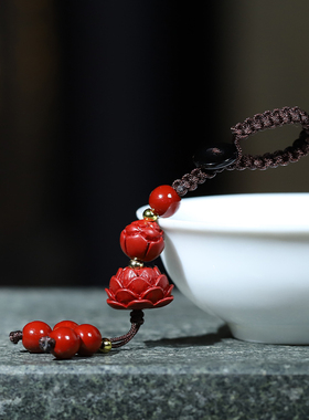 高档乙巳蛇年朱砂莲花钥匙扣挂件