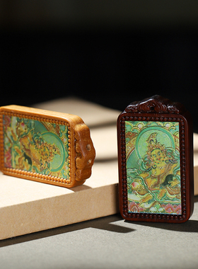 沉香木檀木彩绘无事牌吊坠挂件