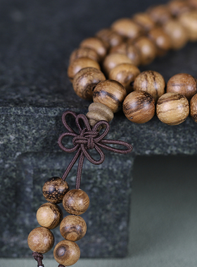 越南沉香手链108颗念珠沉香木百搭手串女毛衣链木质文玩佛珠饰品