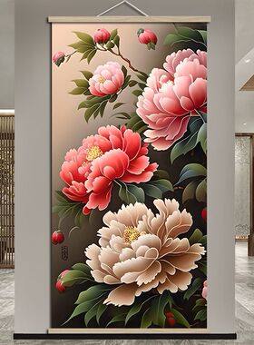 牡丹图花开富贵中式卧室画
