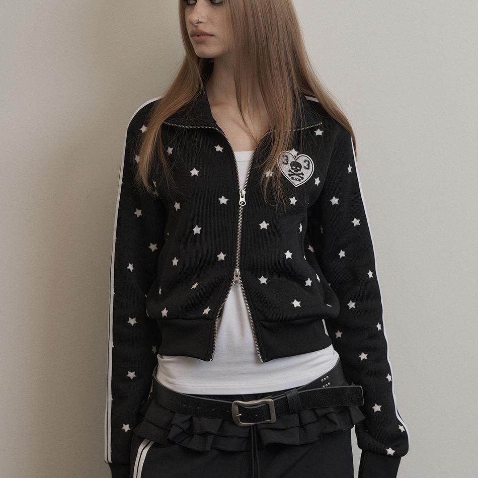 新款韩版小众刺绣印花街头美式星星波点长袖拉链短款外套夹克少女,淘宝优惠券,粉丝福利购,淘宝优惠卷