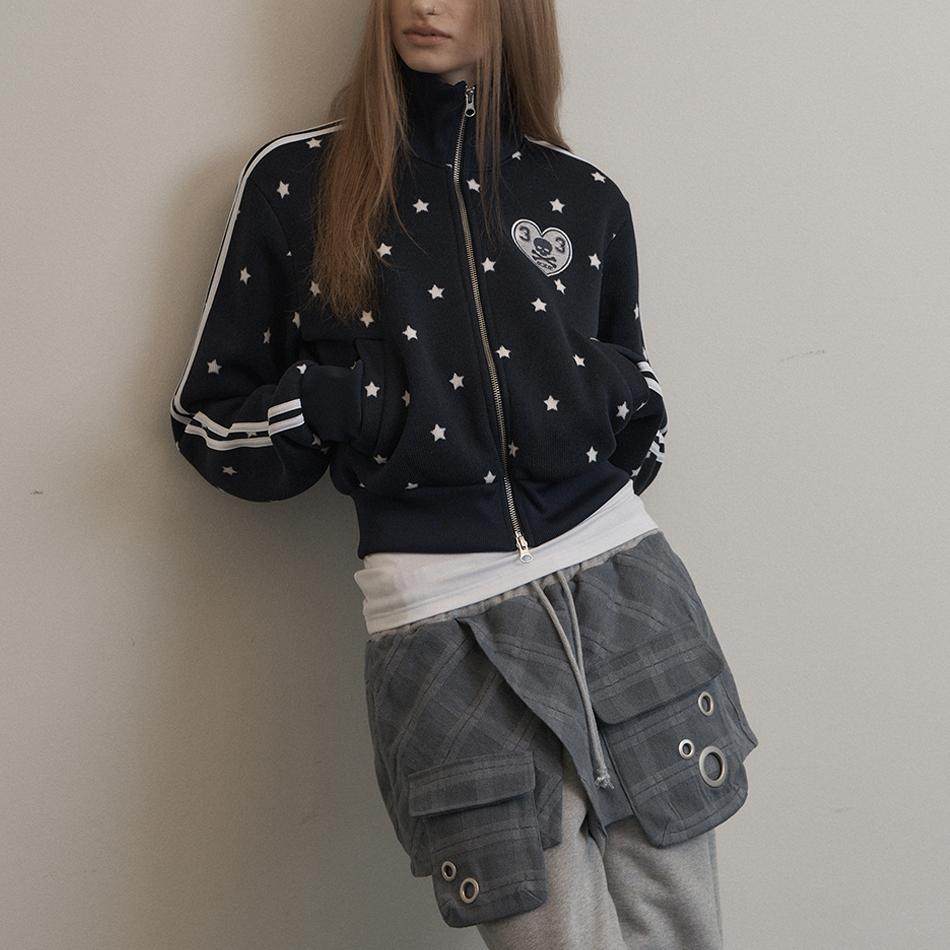 新款韩版小众刺绣印花街头美式星星波点长袖拉链短款外套夹克少女,淘宝优惠券,粉丝福利购,淘宝优惠卷