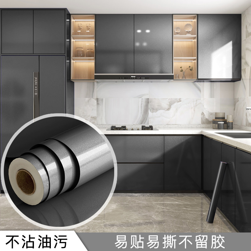 可移除厨房柜门贴纸加厚橱柜衣柜门壁纸家具翻新防水防油自粘墙纸